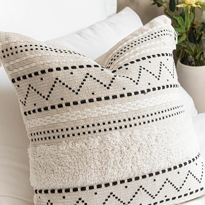 BlissBlush 20X20 Throw Pillow Cover, Cream Neutral Square Decorative Cushion - Image 9