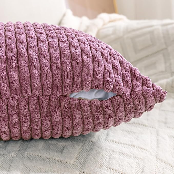 Set of 4 Pink Decorative Throw Pillow Covers 22x22 Inch Corduroy Pillow Covers - Image 5