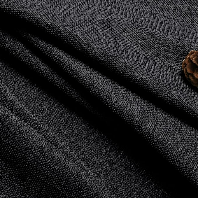Chyhomenyc Black Curtains 96 Inch Length 2 Panels, Faux Linen Textured Semi - Image 7