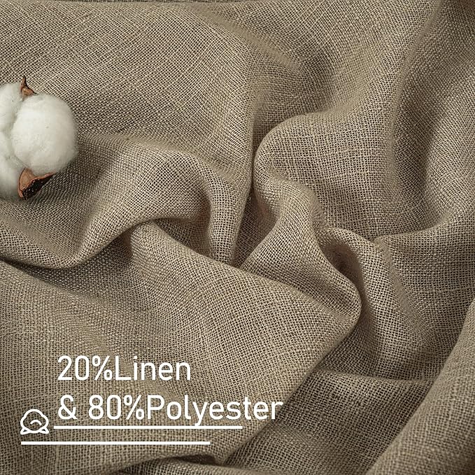 LAMIT Linen Curtains 68 Inch Length 2 Panels, Light Filtering Panels Back Tab - Image 2