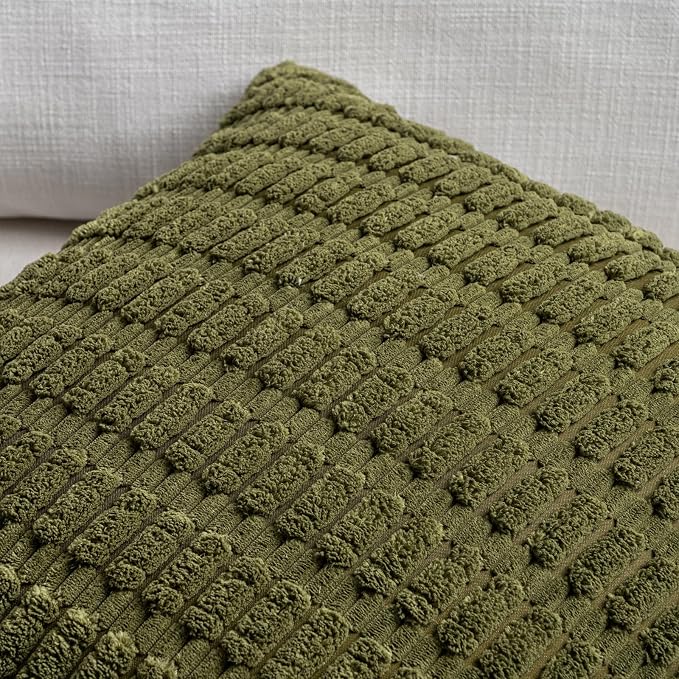 Fancy Homi 4 Packs Boho Moss Green Decorative Throw Pillow Covers 24x24 Inch - Image 4