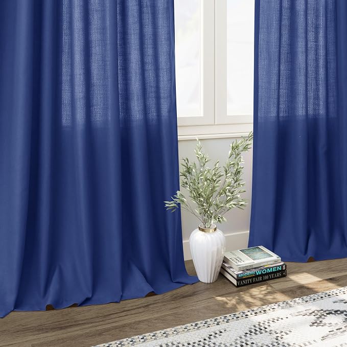 Nanspring Classic Blue Linen Curtains 108 Inches Long - Image 6