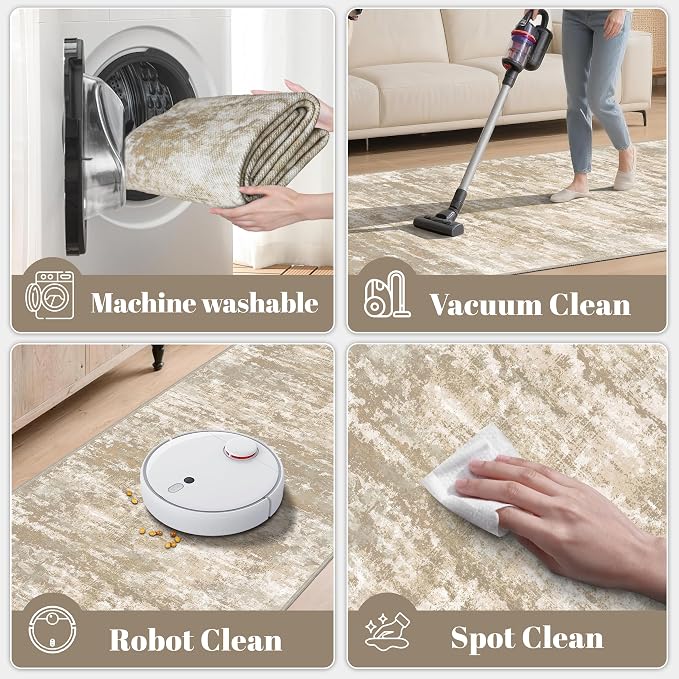 3x5 Area Rug Washable Entryway Rug Non Slip Abstract Tear and Stain Resistance - Image 4