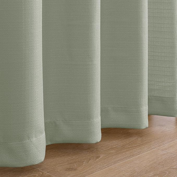 Chyhomenyc Bennet Light Green Curtains 84 Inches Long 2 Panels, Faux Linen - Image 8