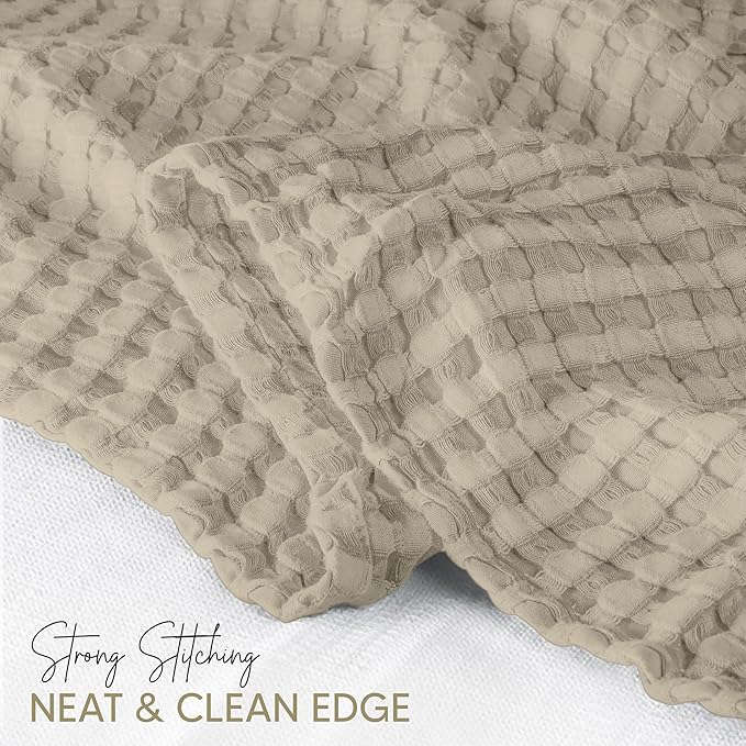 Utopia Bedding Khaki 100% Cotton Waffle Blanket 300 GSM Soft Lightweight - Image 4