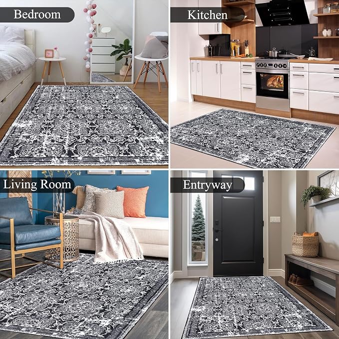 Vaukki Living Room Rug, Vintage Shaggy Soft Laundry Rug, Non Slip Kitchen Area - Image 3