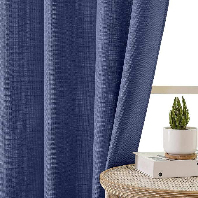 Chyhomenyc Bennet 2 Panels Blue Kitchen Curtains 36 Inch Length Tier Curtain - Image 9