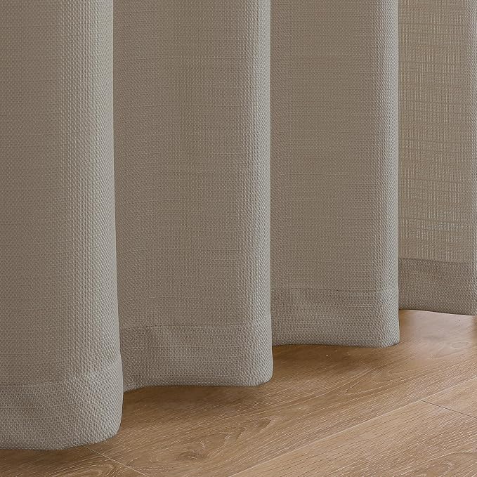 Chyhomenyc Stone Beige Curtains 90 Inch Length 2 Panels Set, Faux Linen - Image 9