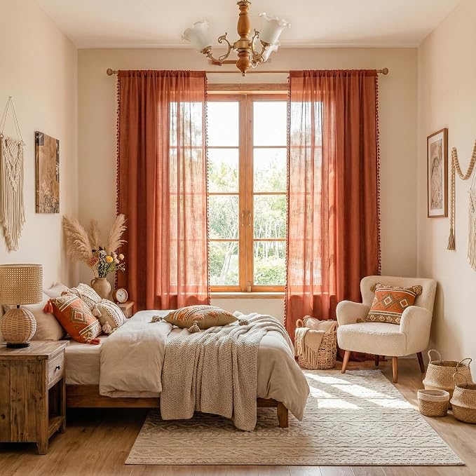 MYSKY HOME Boho Country Room Decor Long Curtains - Image 2