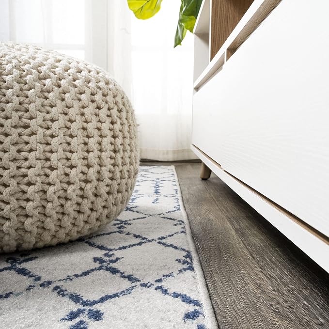 JONATHAN Y Boho Vintage Diamond Cream/Navy Indoor Area Rug 9X12 ft, Moroccan - Image 6
