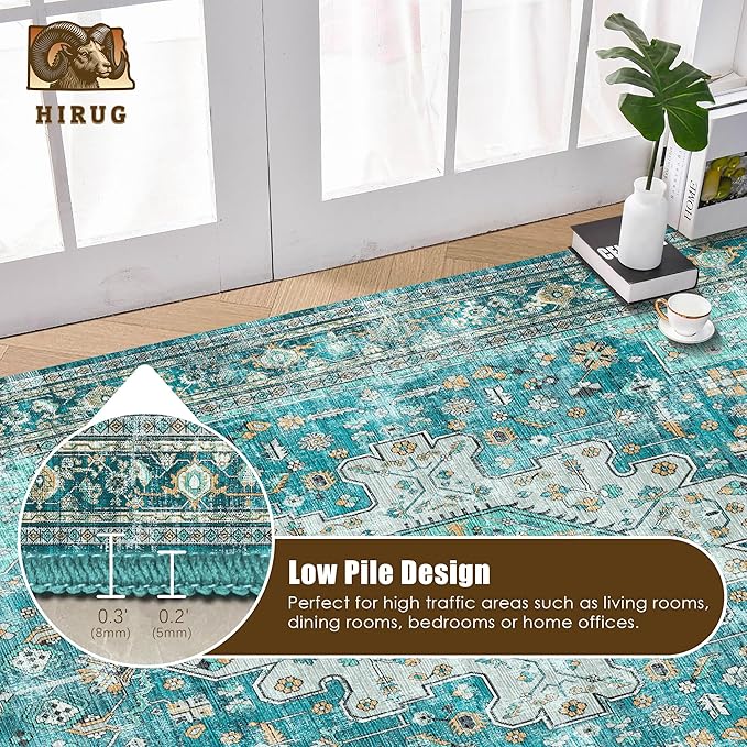 Washable Area Rug 5' x 7' Vintage Traditional Persian Mat - Image 5
