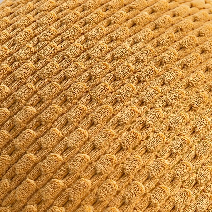 Set of 4 Yellow Rust Aqua Decorative Throw Pillow Covers 24x24 Inch Corduroy - Image 4