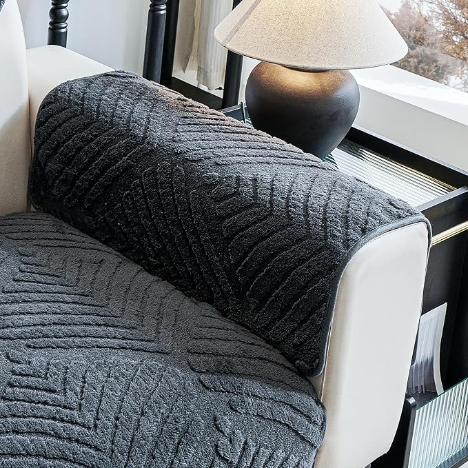 Sectional Couch Cover, Non-Slip Sofa Cover Plush Warm, Funny Fuzzy Pet Couch by PJLZJFBY
