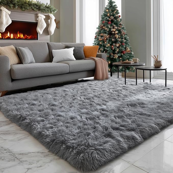 PAGISOFE Grey Area Rugs for Living Room Bedroom Rug 5x8 Rugs Soft Plush Fluffy - Image 7