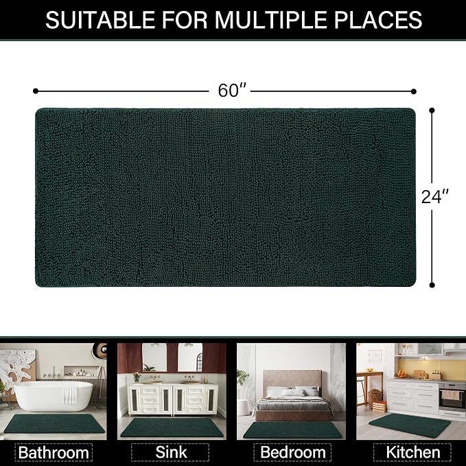 LOCHAS Luxury Bathroom Rug Shaggy Bath Mat 24 x 60 Inch, Washable Non Slip Bath - Image 2