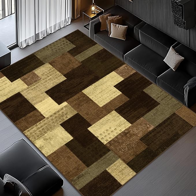 Modern Geometric Patchwork Indoor Area Rug - Image 2
