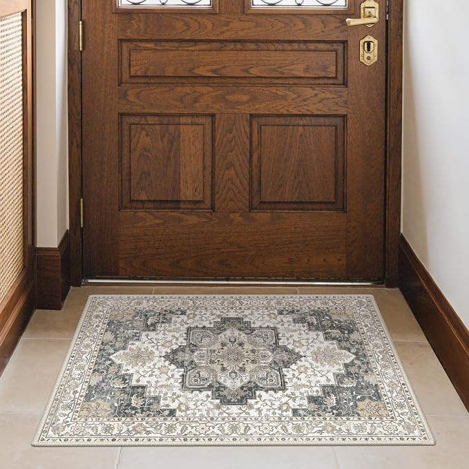 GENIMO Area Rug 2x3 Doormat, Machine Washable Low Pile Rugs, Small Retro - Image 2