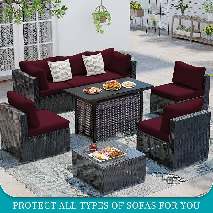 14 Pcs Stretch Patio Cushion Covers, Outdoor Couch Covers Replacement, Outdoor - Image 4