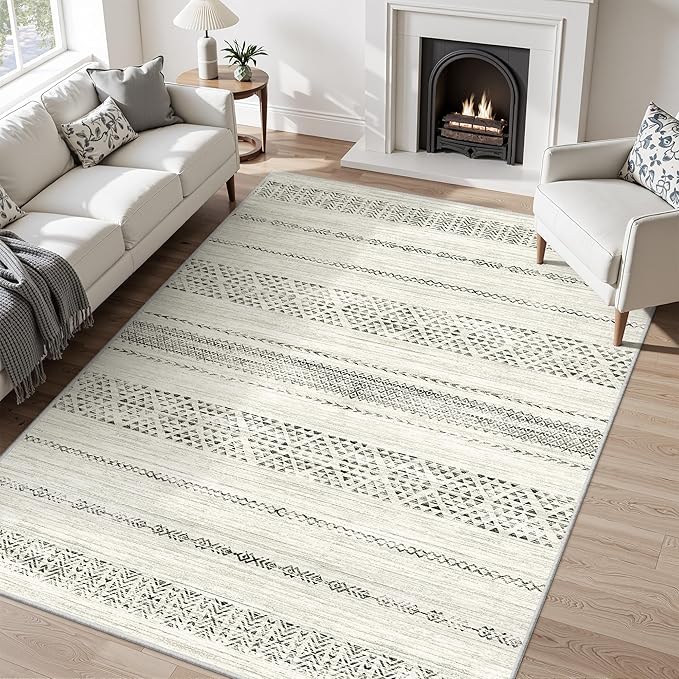 Miukiki 6x9 Area Rug for Living Room Moroccan Washable Rugs Non Slip Indoor by Miukiki