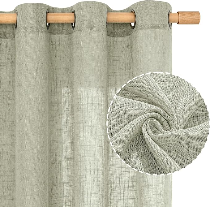 LAMIT Sage Grey Linen Curtains 45 inches Long - Image 2