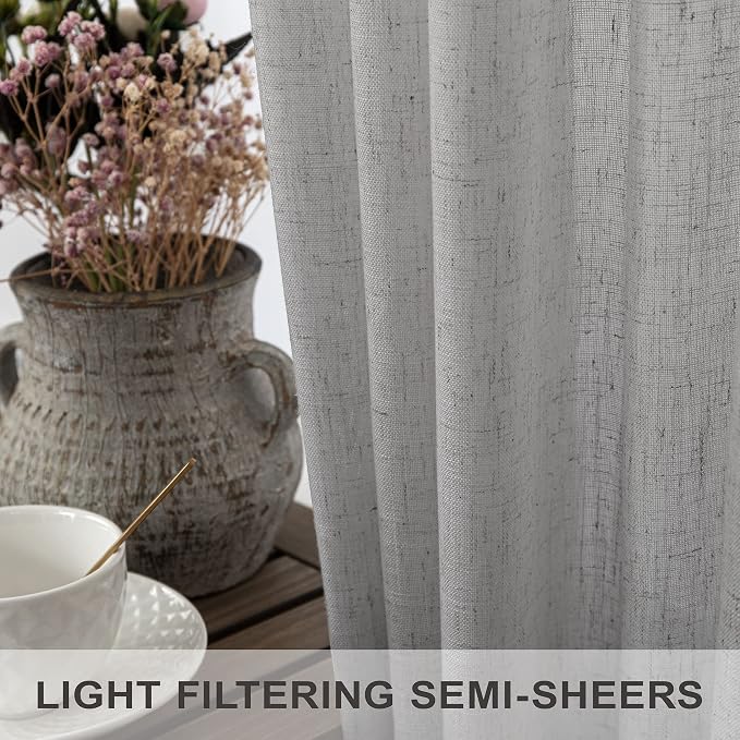 Long Grey Curtains 108 Inches for Living Room Set of 2 Panels Rod Pocket Back - Image 3