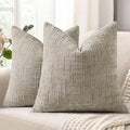decorUhome Light Brown Chenille Throw Pillow Covers 18x18 Set of 2 Textured by decorUhome