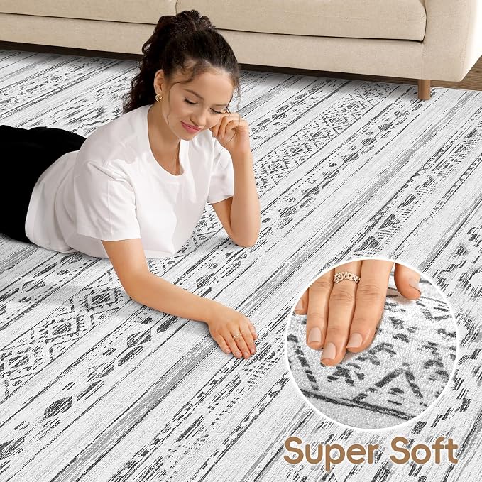 cotiled 10x14 Area Rug Living Room: Washable Boho Rugs - Image 4