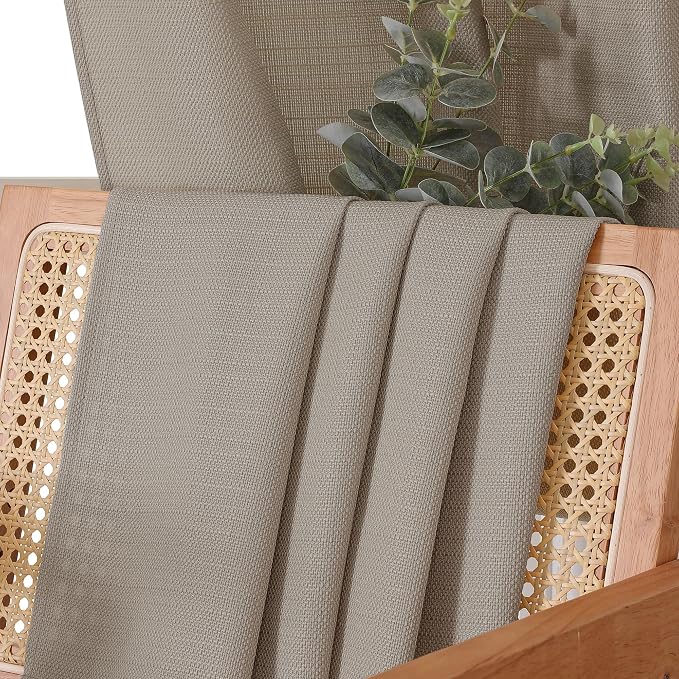 Chyhomenyc 2 Panels Stone Beige Kitchen Curtains 24 Inch Length Tier Curtains - Image 6