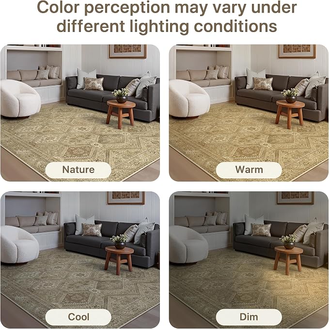 GENIMO 8x10 Area Rugs for Living Room, Machine Washable Non Slip Vintage Rugs - Image 8