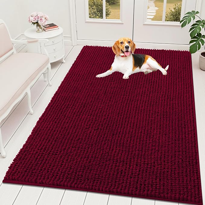 OLANLY Dog Door Mat for Muddy Paws 70x46, Ultra Absorbent Chenille Mud Doormat by OLANLY