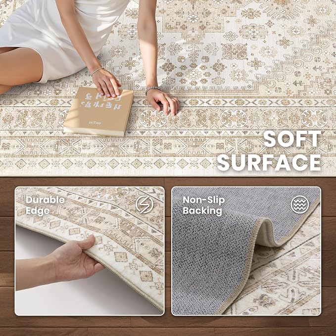 zesthome 8ft Round Rugs for Living Room, Non-Slip Washable Round Area Rugs - Image 5