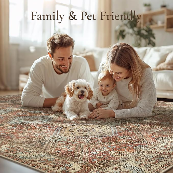 GENIMO 8x10 Area Rugs for Living Room, Machine Washable Non Slip Rugs, Low Pile - Image 7