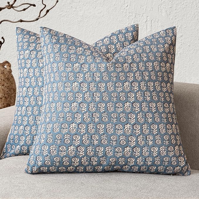 Foindtower Set of 2 Decorative Neutral Floral Print Throw Pillow Covers Vintage by Foindtower