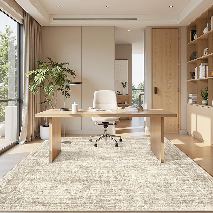 7x9 Area Rug for Living Room Washable Abstract Vintage Soft Thin Indoor Floor - Image 2
