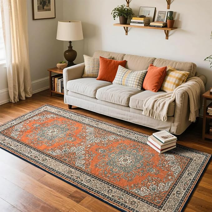 Runner Rug for Bedroom, 2x6 Non-Slip Vintage Area Rug, Machine Washable Boho - Image 5