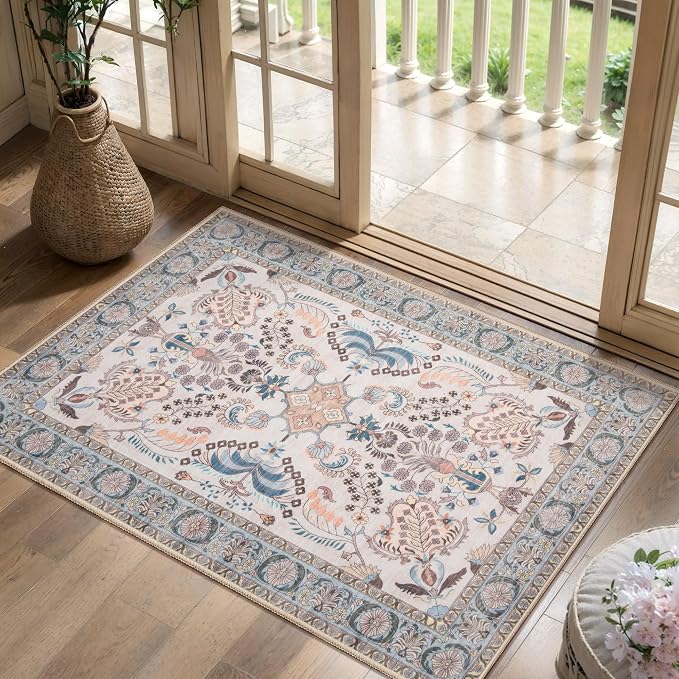 Tangsoo 2x3 Small Rug for Entryway, Washable Area Entry Rug Non Slip, Neutral by Tangsoo