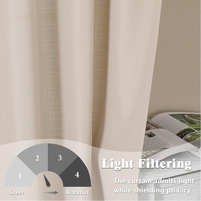 Gwine Linen Valance Curtain, Light Filtering Faux Linen Textured Valance - Image 4