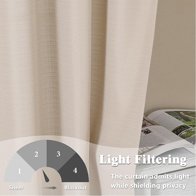 Gwine Linen Valance for Windows, Light Filtering Faux Linen Textured Kitchen - Image 4