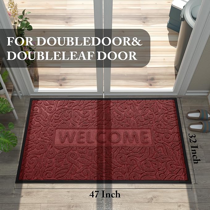 Yimobra Large Welcome Mat 47x32, Waterproof Non-Slip Outdoor Mats - Image 2