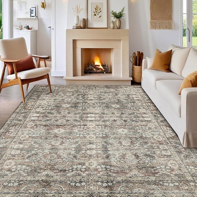GarveeHome Vintage Floral Area Rug 8x10 Large Soft Washable Rugs - Image 8