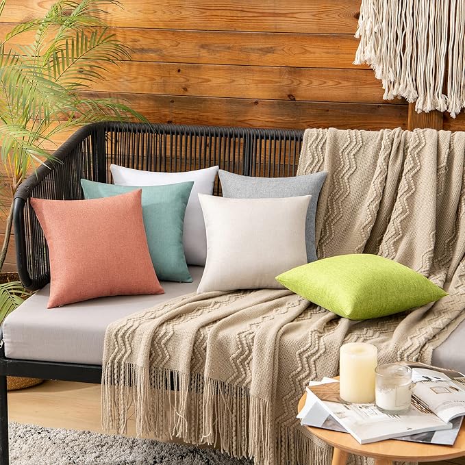 MIULEE Pack of 2 Decorative Outdoor Solid Waterproof Throw Pillow Covers Spring - Image 4