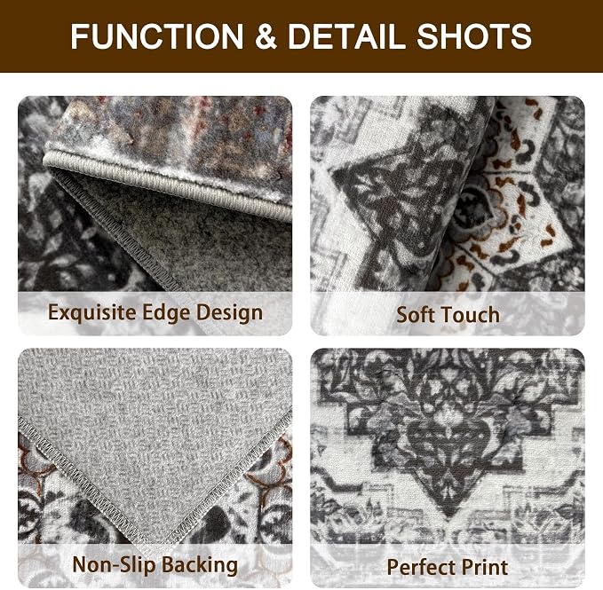 Tritard 100% Non Slip Kitchen Rugs Sets of 3 Washable Boho Kitchen Mats - Image 5