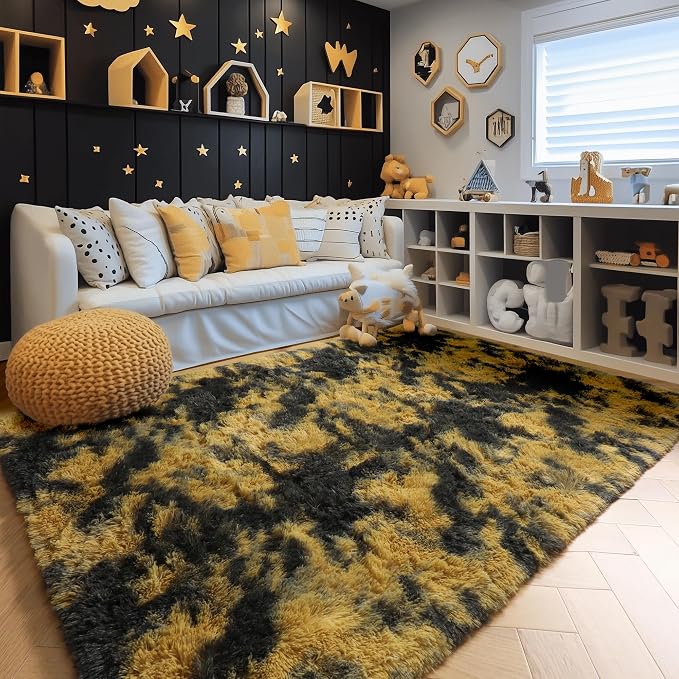 Amdrebio Black Gold Yellow Grey Rugs - Image 5