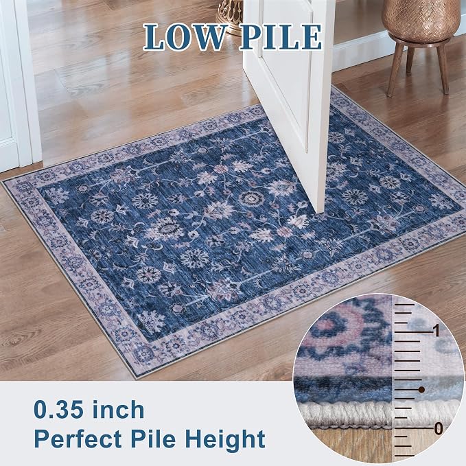 Tangsoo 2x3 Small Throw Rugs for Entryway Washable Entry Rug Non Slip, Vintage - Image 3