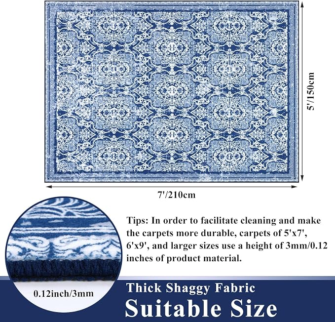 Vaukki Living Room Rug, Vintage Shaggy Soft Laundry Rug, Non Slip Kitchen Area - Image 2