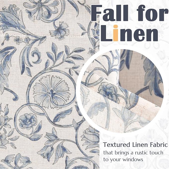 jinchan Linen Valance Kitchen Curtain Pack of 2 Double Layer 18 Inch - Image 8