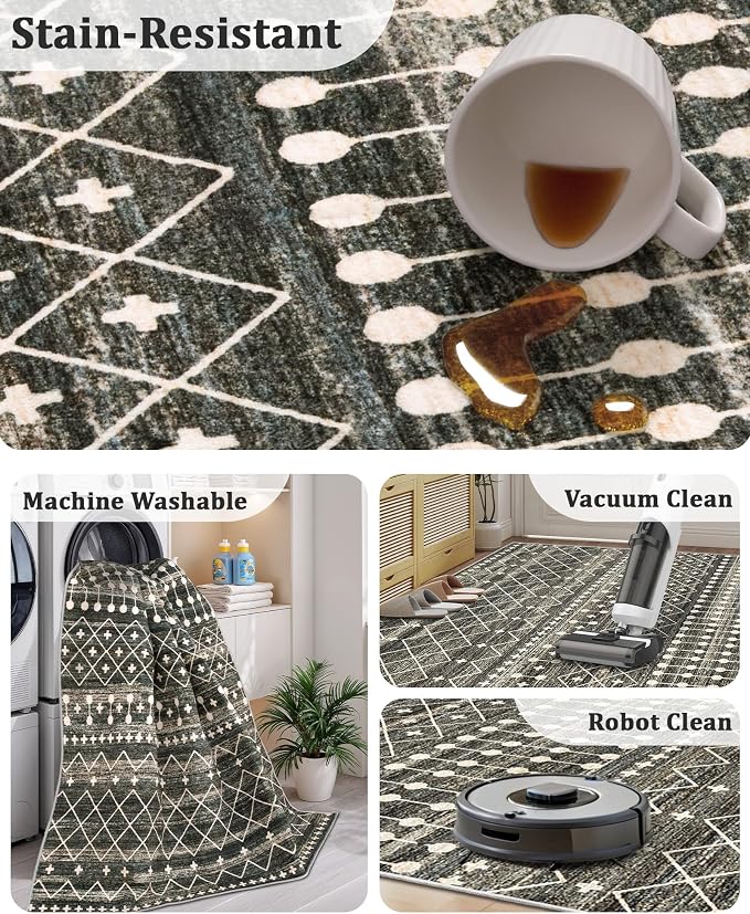 Miukiki 2x3 Entryway Rug Moroccan Washable Non Slip Indoor Floor Carpet - Image 3