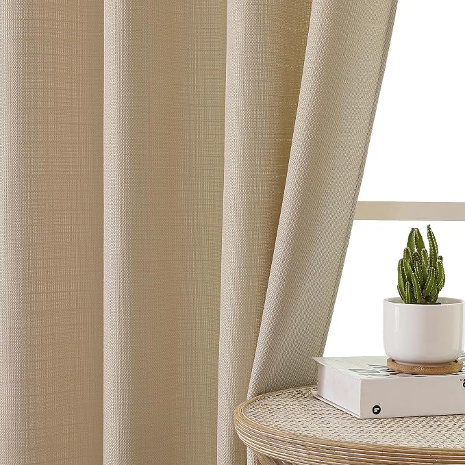 Chyhomenyc 2 Panels Camel Kitchen Curtains 36 Inch Length Tier Curtains - Image 5