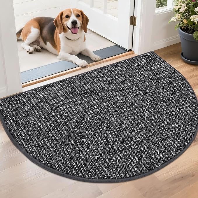 BEQHAUSE Dirt Trapper Door Mat 26" x 40" Half Circle Non-Slip Washable Doormats by BEQHAUSE