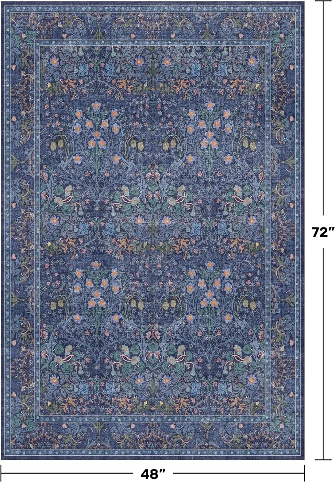 Vintage Dark Blue 4x6 Area Rugs - Image 2